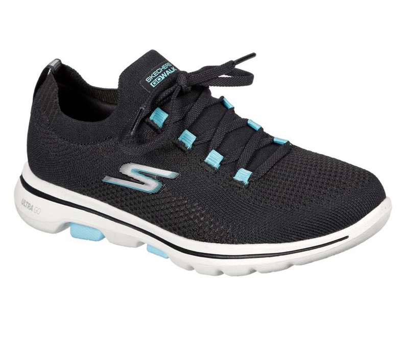 Skechers Dam Svarta/Turkos Sneakers - Gowalk 5 - Uprise - Sverige (HONUS-3120)